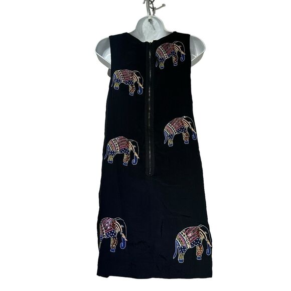 Anthropologie Leifsdottir Embroidered Beaded Elephant Elefanten Dress Size 4 - Picture 2 of 9
